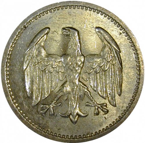 1 Mark Reverse Image minted in GERMANY in 1924A (1924-38 - Weimar Republic - Reichsmark)  - The Coin Database