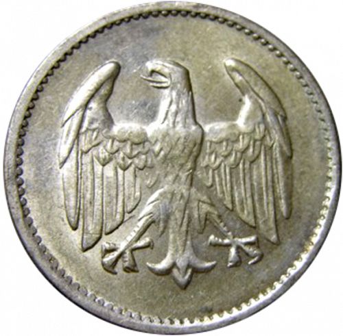 1 Mark Reverse Image minted in GERMANY in 1924J (1924-38 - Weimar Republic - Reichsmark)  - The Coin Database