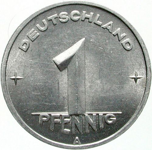 Pfennig Obverse Image minted in GERMANY in 1949A (1949-90 - Democratic Republic)  - The Coin Database