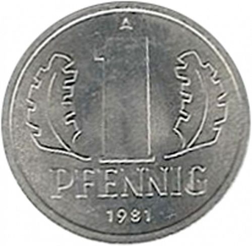 Pfennig Reverse Image minted in GERMANY in 1981A (1949-90 - Democratic Republic)  - The Coin Database