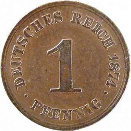1 Pfenning Obverse Image minted in GERMANY in 1874C (1871-18 - Empire)  - The Coin Database
