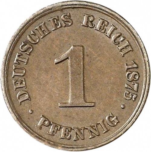 1 Pfenning Obverse Image minted in GERMANY in 1875H (1871-18 - Empire)  - The Coin Database