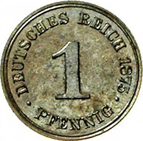 1 Pfenning Obverse Image minted in GERMANY in 1875J (1871-18 - Empire)  - The Coin Database