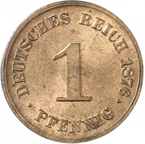 1 Pfenning Obverse Image minted in GERMANY in 1876H (1871-18 - Empire)  - The Coin Database