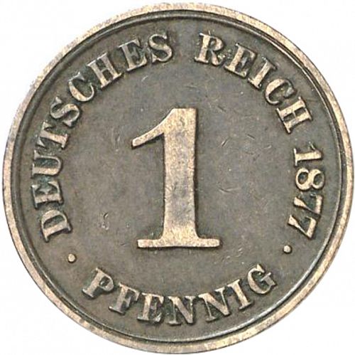1 Pfenning Obverse Image minted in GERMANY in 1877A (1871-18 - Empire)  - The Coin Database