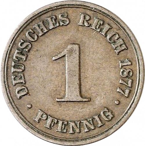 1 Pfenning Obverse Image minted in GERMANY in 1877B (1871-18 - Empire)  - The Coin Database