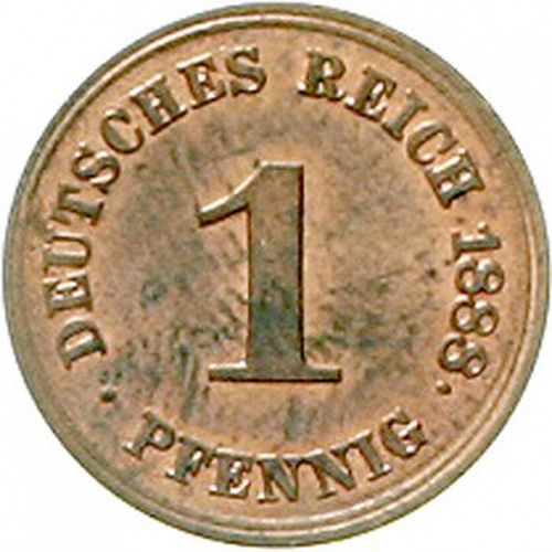 1 Pfenning Obverse Image minted in GERMANY in 1888F (1871-18 - Empire)  - The Coin Database