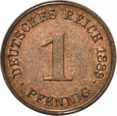 1 Pfenning Obverse Image minted in GERMANY in 1889D (1871-18 - Empire)  - The Coin Database