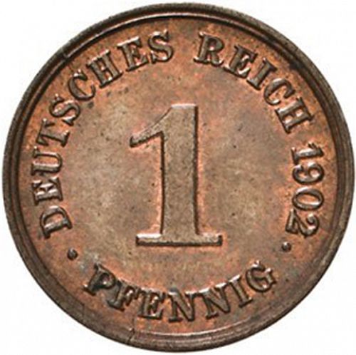 1 Pfenning Obverse Image minted in GERMANY in 1902G (1871-18 - Empire)  - The Coin Database