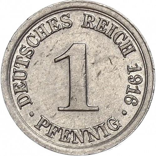 1 Pfenning Obverse Image minted in GERMANY in 1916G (1871-18 - Empire)  - The Coin Database