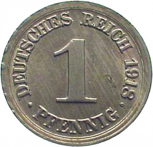 1 Pfenning Obverse Image minted in GERMANY in 1918D (1871-18 - Empire)  - The Coin Database