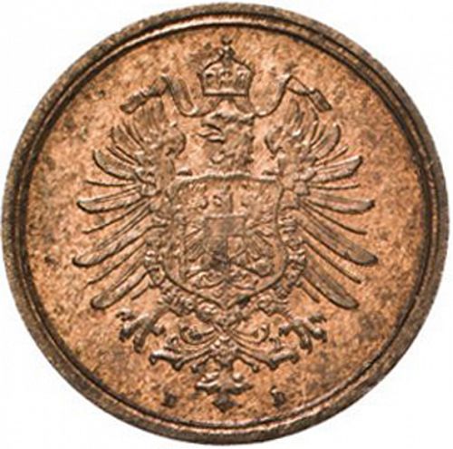 1 Pfenning Reverse Image minted in GERMANY in 1889D (1871-18 - Empire)  - The Coin Database