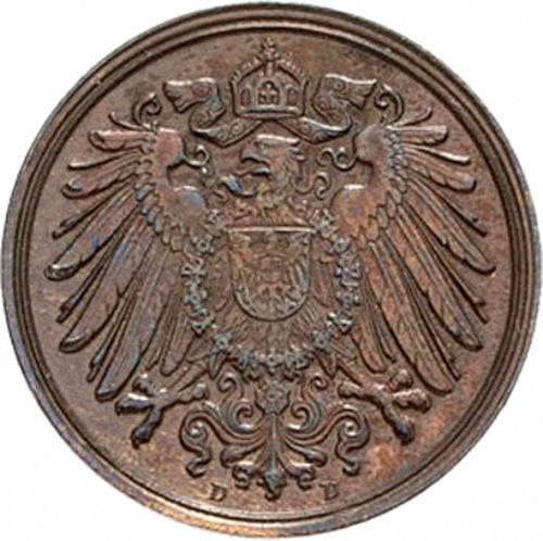 1 Pfenning Reverse Image minted in GERMANY in 1891D (1871-18 - Empire)  - The Coin Database
