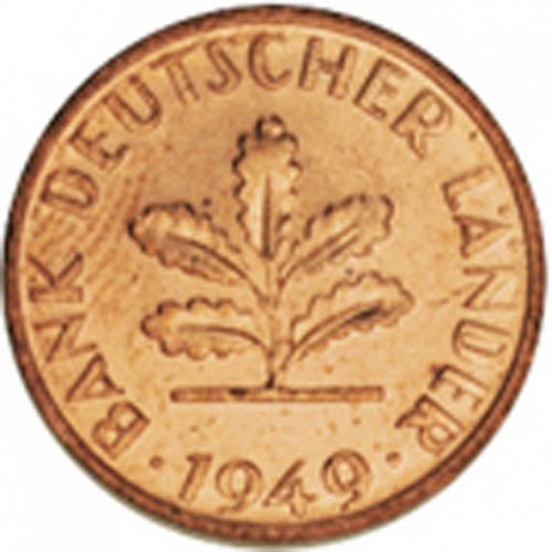 1 Pfennig Obverse Image minted in GERMANY in 1949D (1949-01 - Federal Republic)  - The Coin Database