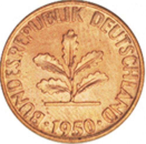 1 Pfennig Obverse Image minted in GERMANY in 1950J (1949-01 - Federal Republic)  - The Coin Database