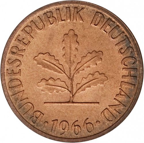 1 Pfennig Obverse Image minted in GERMANY in 1966G (1949-01 - Federal Republic)  - The Coin Database