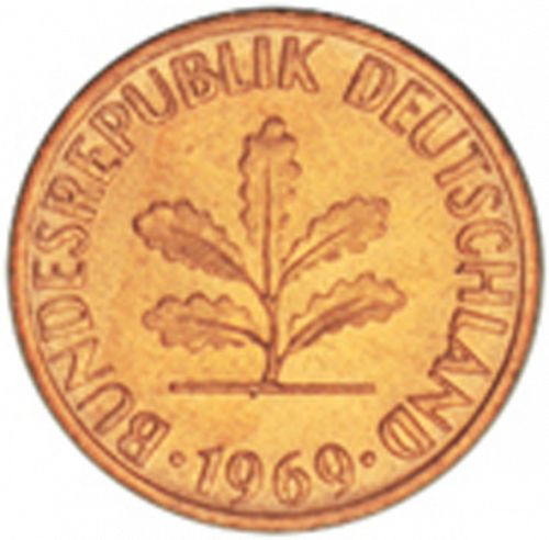 1 Pfennig Obverse Image minted in GERMANY in 1969D (1949-01 - Federal Republic)  - The Coin Database
