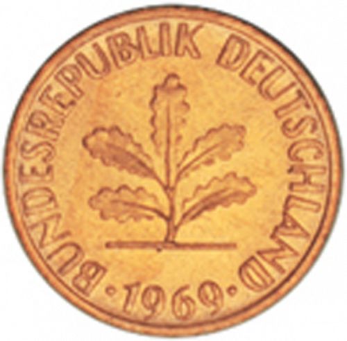 1 Pfennig Obverse Image minted in GERMANY in 1969J (1949-01 - Federal Republic)  - The Coin Database