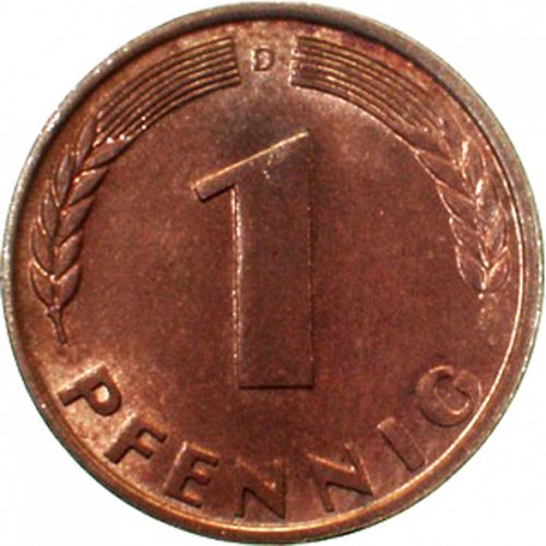 1 Pfennig Reverse Image minted in GERMANY in 1948D (1949-01 - Federal Republic)  - The Coin Database
