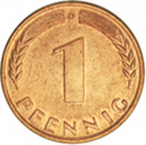 1 Pfennig Reverse Image minted in GERMANY in 1949D (1949-01 - Federal Republic)  - The Coin Database
