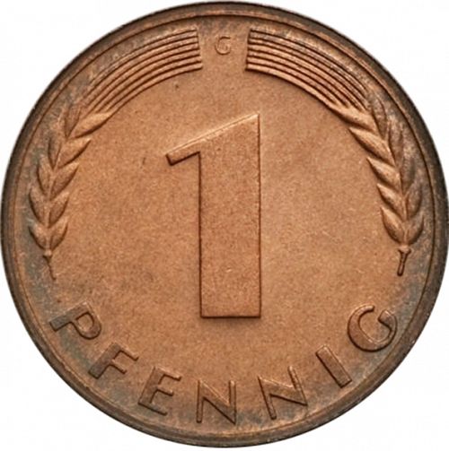 1 Pfennig Reverse Image minted in GERMANY in 1966G (1949-01 - Federal Republic)  - The Coin Database