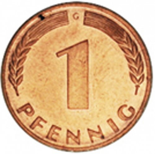 1 Pfennig Reverse Image minted in GERMANY in 1968G (1949-01 - Federal Republic)  - The Coin Database