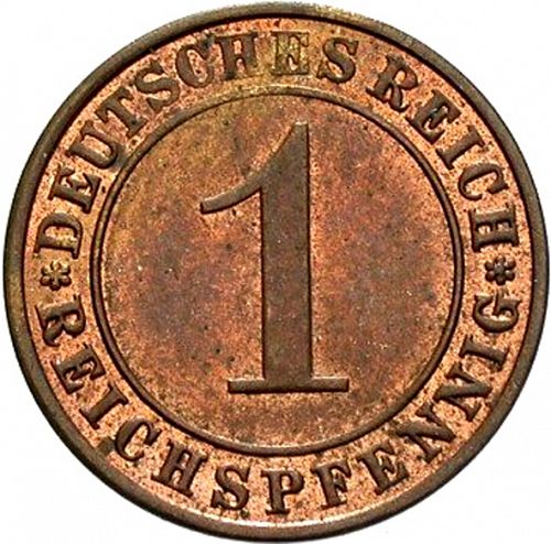 1 Pfenning Obverse Image minted in GERMANY in 1935A (1924-38 - Weimar Republic - Reichsmark)  - The Coin Database