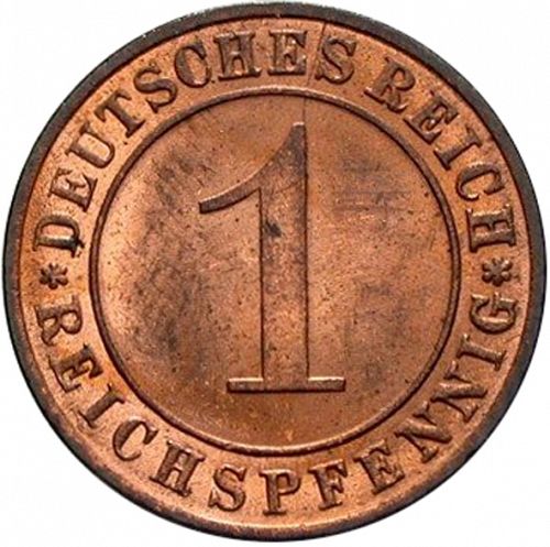 1 Pfenning Obverse Image minted in GERMANY in 1935D (1924-38 - Weimar Republic - Reichsmark)  - The Coin Database
