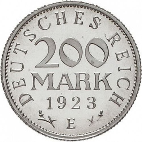 200 Mark Obverse Image minted in GERMANY in 1923E (1922-23 - Weimar Republic - Mark  Coinage)  - The Coin Database