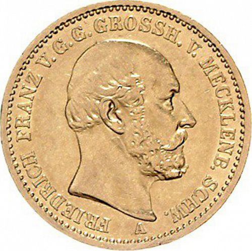 20 Mark Obverse Image minted in GERMANY in 1872A (1871-18 - Empire MECKLENBURG-SCHWERIN)  - The Coin Database