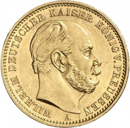 20 Mark Obverse Image minted in GERMANY in 1872A (1871-18 - Empire PRUSSIA)  - The Coin Database