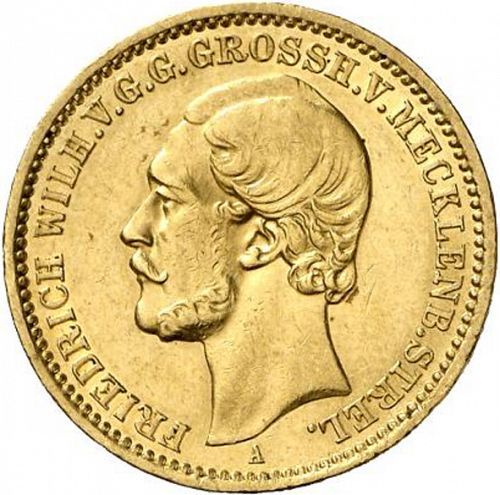 20 Mark Obverse Image minted in GERMANY in 1873A (1871-18 - Empire MECKLENBURG-STRELITZ)  - The Coin Database