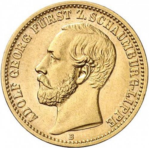 20 Mark Obverse Image minted in GERMANY in 1874A (1871-18 - Empire SCHAUMBURG-LIPPE)  - The Coin Database