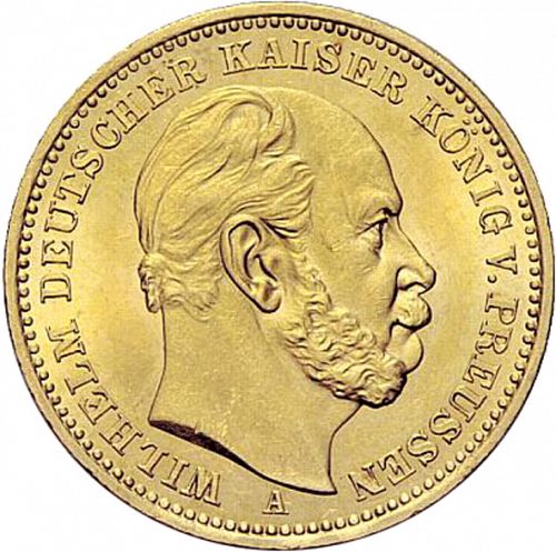 20 Mark Obverse Image minted in GERMANY in 1874A (1871-18 - Empire PRUSSIA)  - The Coin Database