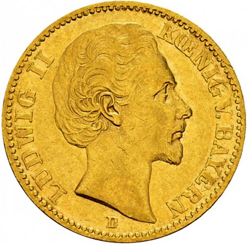 20 Mark Obverse Image minted in GERMANY in 1874D (1871-18 - Empire BAVARIA)  - The Coin Database