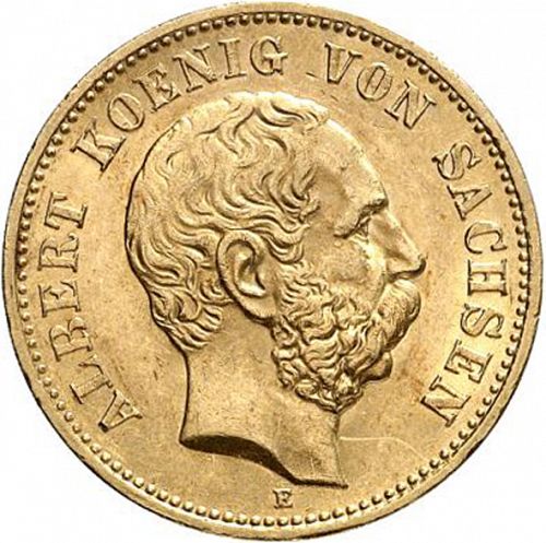 20 Mark Obverse Image minted in GERMANY in 1874E (1871-18 - Empire SAXONY-ALBERTINE)  - The Coin Database