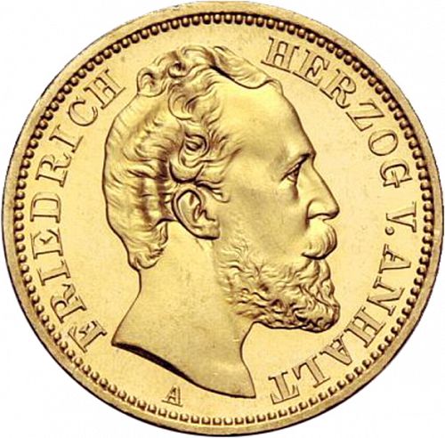 20 Mark Obverse Image minted in GERMANY in 1875A (1871-18 - Empire ANHALT-DESSAU)  - The Coin Database