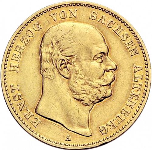 20 Mark Obverse Image minted in GERMANY in 1887A (1871-18 - Empire SAXE-ALTENBURG)  - The Coin Database