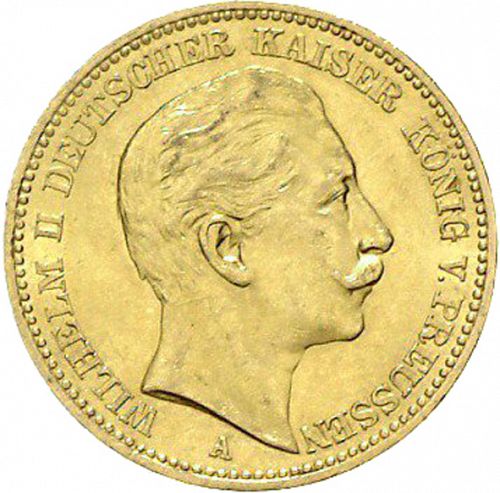 20 Mark Obverse Image minted in GERMANY in 1889A (1871-18 - Empire PRUSSIA)  - The Coin Database