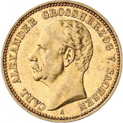 20 Mark Obverse Image minted in GERMANY in 1892A (1871-18 - Empire SAXE-WEIMAR-EISENACH)  - The Coin Database