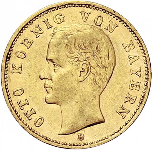 20 Mark Obverse Image minted in GERMANY in 1895D (1871-18 - Empire BAVARIA)  - The Coin Database