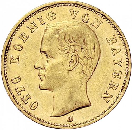 20 Mark Obverse Image minted in GERMANY in 1895D (1871-18 - Empire BAVARIA)  - The Coin Database
