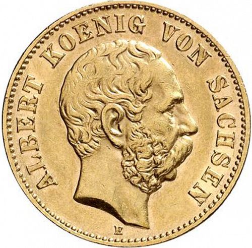 10 Mark Obverse Image minted in GERMANY in 1895E (1871-18 - Empire SAXONY-ALBERTINE)  - The Coin Database