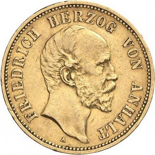 20 Mark Obverse Image minted in GERMANY in 1896A (1871-18 - Empire ANHALT-DESSAU)  - The Coin Database