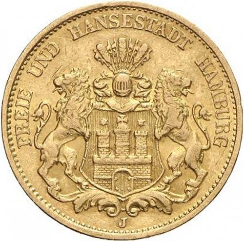 20 Mark Obverse Image minted in GERMANY in 1897J (1871-18 - Empire HAMBURG)  - The Coin Database
