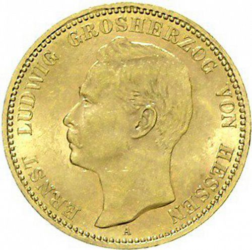 20 Mark Obverse Image minted in GERMANY in 1899A (1871-18 - Empire HESSE-DARMSTATDT)  - The Coin Database
