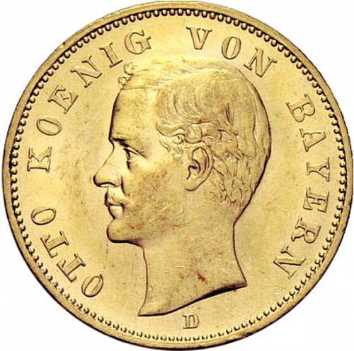 20 Mark Obverse Image minted in GERMANY in 1900D (1871-18 - Empire BAVARIA)  - The Coin Database