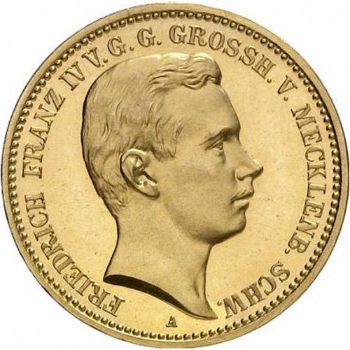 20 Mark Obverse Image minted in GERMANY in 1901A (1871-18 - Empire MECKLENBURG-SCHWERIN)  - The Coin Database