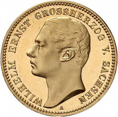 20 Mark Obverse Image minted in GERMANY in 1901A (1871-18 - Empire SAXE-WEIMAR-EISENACH)  - The Coin Database