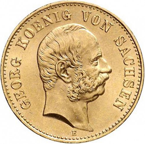 20 Mark Obverse Image minted in GERMANY in 1903E (1871-18 - Empire SAXONY-ALBERTINE)  - The Coin Database